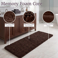 Memory Foam Shag Bath Mat (24x58), Chocolate view 3