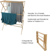 Bamboo Clothes Drying Rack, Folding Portable Clothesline view 3