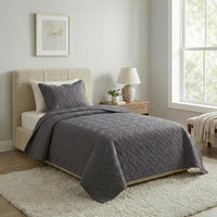 2-Piece Twin Quilt Set, Black. view 8