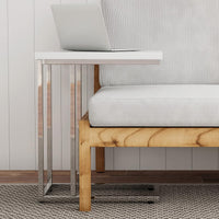 C-Shaped Sofa Side Table, White, 19.75" x 11.75" x 23.75" view 9