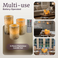 Flameless Candles - 3-Pack Faux Birch Bark Battery Operated view 6