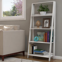 4-Tier Ladder Bookshelf, White view 1