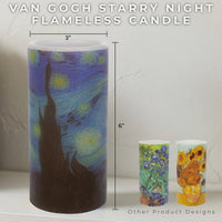 Van Gogh "Starry Night" Flameless Candle, 3" x 6" view 2