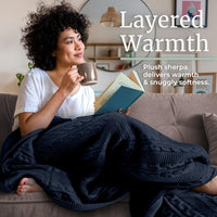 Cable Knit Throw Blanket for Couch, Sofa, or Bed view 17