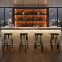 Round Wood Barstools with Hairpin Legs view 5
