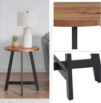 End Table - Industrial Side Table with MDF Top and Metal Frame, 18" view 2
