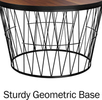 Round Coffee Table with Geometric Metal Base view 5