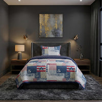2-Piece Quilt Set - Nautical Americana Patchwork Print view 1
