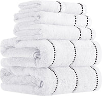 Bathroom Towels Set, Bathroom Accessories, White, Set of 6 view 1