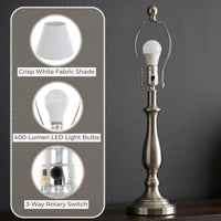 Brushed Steel Table Lamps, Silver view 4