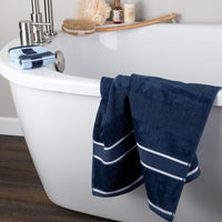 Bathroom Towels Set, Bathroom Accessories, Navy, 6-Piece Towel Set view 5