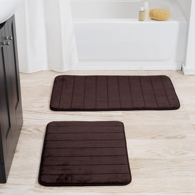 Bathroom Rug Set-2-Piece Memory Foam Bathmats-Striped