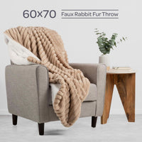 Faux Fur Throw Blanket - 60x70-Inch Twin Blanket for Couch view 3