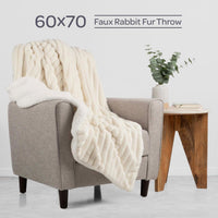 Faux Fur Throw Blanket - 60x70-Inch Twin Blanket for Couch view 9
