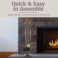 Fireplace Tools Set Indoor Outdoor, Antique Brass, 5-Piece-Set view 4