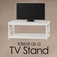 Coffee Table with Storage Shelf, White view 3