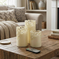 Remote Control LED Candles, Off-White, Set of 3, 6"/5"/4" view 1