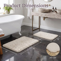 2 Piece Memory Foam Shag Bath Mat - White, 32"x21"x1.25" view 2