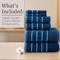 Bathroom Towels Set, Bathroom Accessories, Navy, 27.5"x53.5"x0.25" view 5