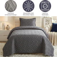 2-Piece Twin Quilt Set, Black. view 9
