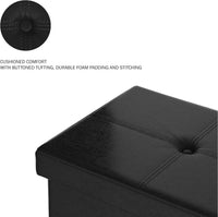 Storage Ottoman - Folding Faux Leather Footrest, 15"D x 30"W x 15"H view 2