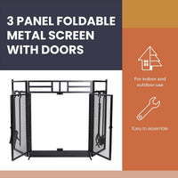 Fireplace Screen - 3 Panel Fireplace Gate with Fireplace Doors view 3