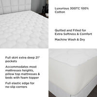 Padded Mattress Cover-100% Cotton Twin Overstuffed Quilted view 3