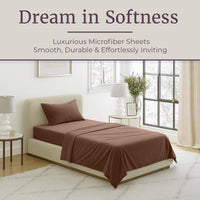 3-Piece Brushed Microfiber Twin Sheet Set, Purple view 83