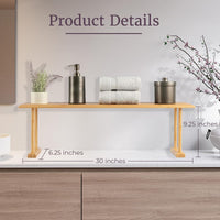 Bamboo Sink Shelf, Natural, 30" x 6.25" x 9.25" view 4