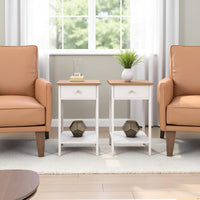 Side Table - Small Night Stand with Drawer and Open Storage view 10