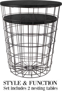 Round End Tables - Nesting Tables Set of 2, Black view 3