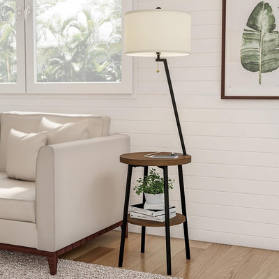 Floor Lamp with Table, (L) 17.25” x (W) 17.25” x (H) 58”