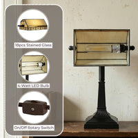 Tiffany Style Bankers Desk Lamp, (L) 10.5" x (W) 11" x (H) 16" view 4