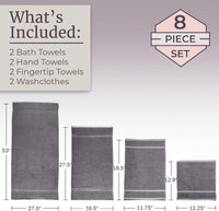 Rio 8 Piece 100% Cotton Towel Set - White & Silver view 28