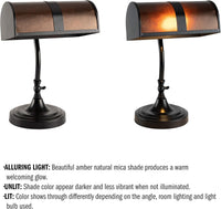 Bankers Lamp - Mission Style Amber Mica Shade Table or Desk view 4