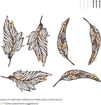 Wall Decor-Set of Two Metal Feather Hanging Wall Art Laser Cut view 3