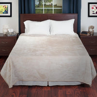 BH Solid Soft Heavy Thick Plush Mink Blanket 8 Pound - Beige view 1