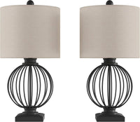 Modern Table Lamps - Set of 2 Wrought Iron Open Cage Lights view 2