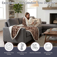 Sherpa Fleece Throw Blanket, Giraffe Print, 50" x 60" view 5