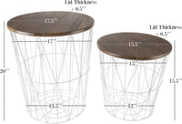 End Tables - Square Nesting Tables Set of 2, Brown Woodgrain view 13