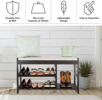 Shoe Bench - 3-Tier Wooden Shoe Rack for Entryway, Mudroom view 6