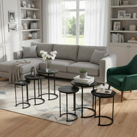 Round Nesting Tables Set of 3, Faux Marble Tabletop, White view 20