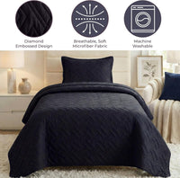 2-Piece Twin Quilt Set, Black. view 3