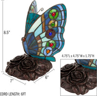 Tiffany Style Butterfly Lamp, 7" X 6" X 8.5" view 3