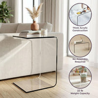 Acrylic Side Table - 14x12x24 Inch Multipurpose C Shaped End view 6
