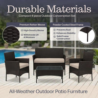 4-Piece Patio Furniture Set - Rattan Outdoor Couch view 5