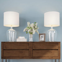 Table Lamp - Clear Glass Lamp with Open Base, LED Bulb view 7