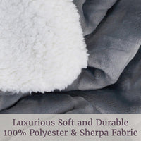 Floral Etched Fleece Blanket with Sherpa-F/Q-Gray view 5