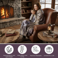 Sherpa Fleece Throw Blanket - Wolf Print Pattern view 5