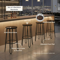 Round Wood Barstools with Hairpin Legs view 3